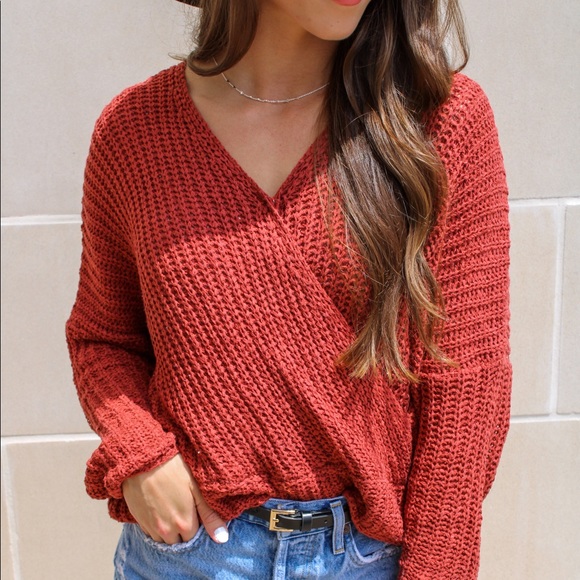 She + Sky wrap front sweater open back NEVER WORN - Picture 2 of 3